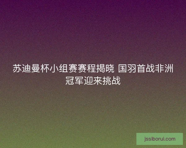 苏迪曼杯小组赛赛程揭晓 国羽首战非洲冠军迎来挑战
