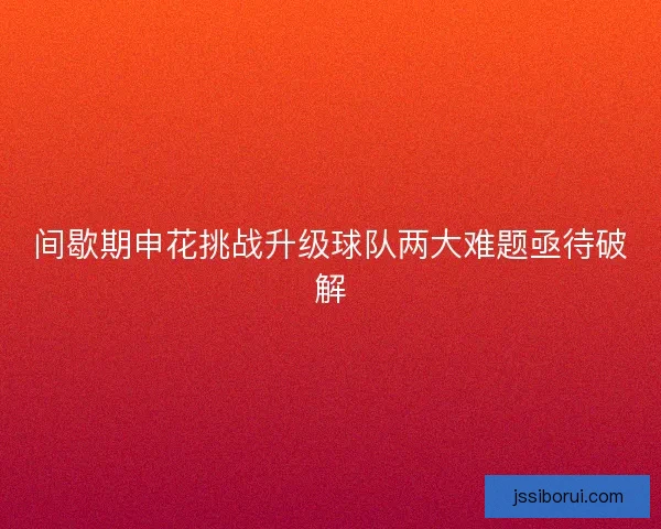 间歇期申花挑战升级球队两大难题亟待破解